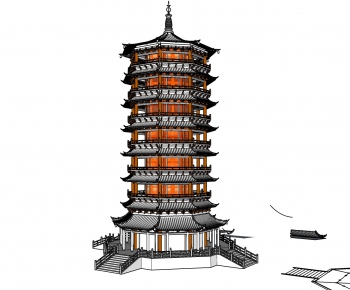 Japanese Style Ancient Architectural Buildings-ID:410580447