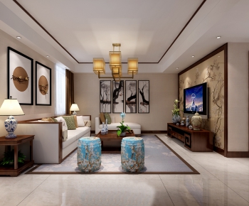 New Chinese Style A Living Room-ID:369059193