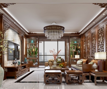 New Chinese Style A Living Room-ID:497536768