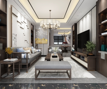 New Chinese Style A Living Room-ID:798479816