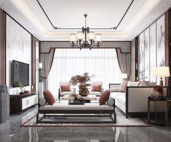 New Chinese Style A Living Room-ID:151609733