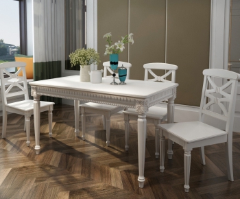 American Style Dining Table And Chairs-ID:971740811