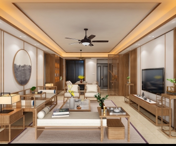 New Chinese Style A Living Room-ID:730097993