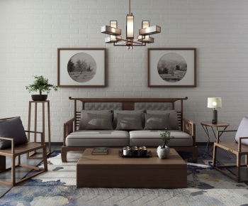 New Chinese Style A Living Room-ID:912659569
