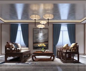 New Chinese Style A Living Room-ID:790199255