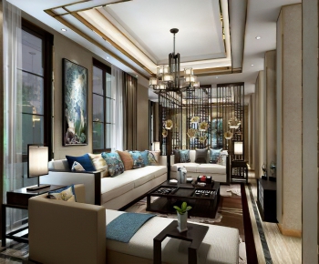 New Chinese Style A Living Room-ID:788171447