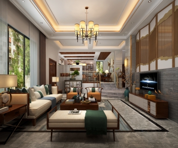 New Chinese Style A Living Room-ID:159727436