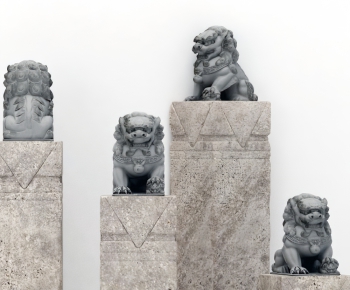 中式狮子石雕组合-ID:211043178