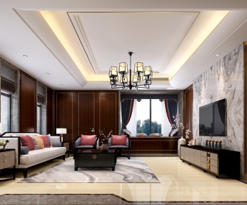 New Chinese Style A Living Room-ID:552847482