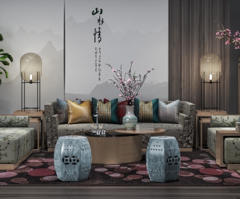 New Chinese Style Sofa Combination-ID:445089143