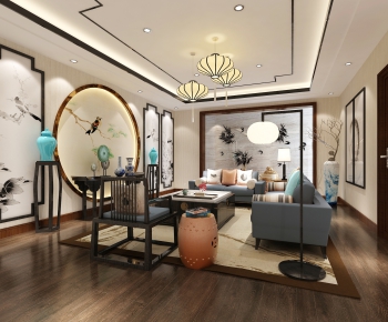 New Chinese Style A Living Room-ID:526248491