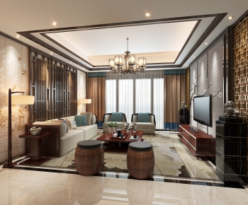 New Chinese Style A Living Room-ID:397243826