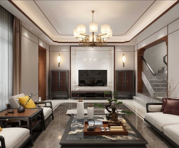 New Chinese Style A Living Room-ID:746010123