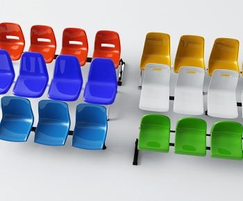 现代公用椅塑料椅组合3D模型