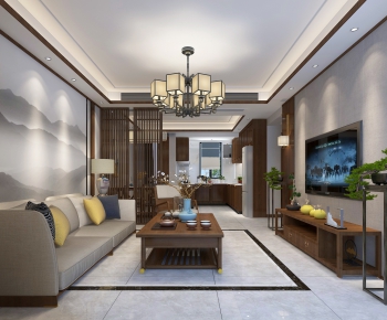 New Chinese Style A Living Room-ID:678353985