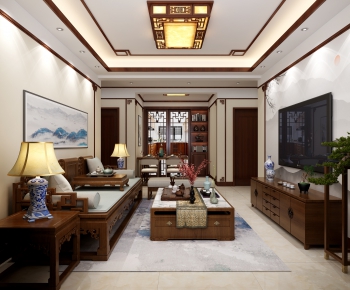 New Chinese Style A Living Room-ID:304299252