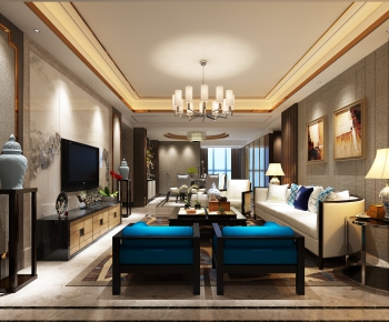 New Chinese Style A Living Room-ID:188059815