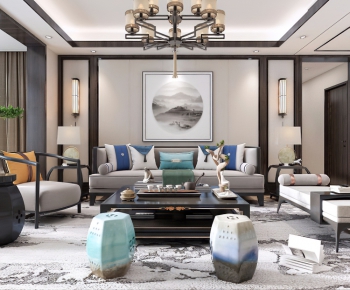 New Chinese Style A Living Room-ID:836016159