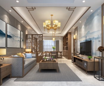 New Chinese Style A Living Room-ID:791250187