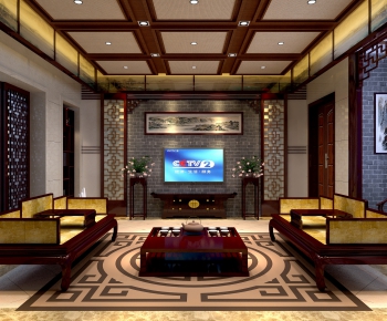 Chinese Style A Living Room-ID:398515716