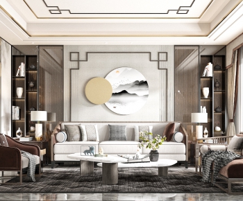 New Chinese Style A Living Room-ID:241204814