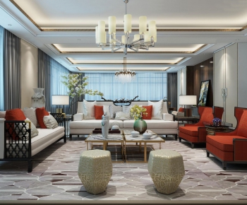 New Chinese Style A Living Room-ID:296040595