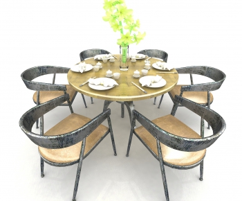 Industrial Style Dining Table And Chairs-ID:837406787