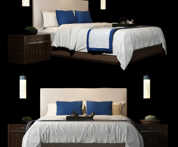 New Chinese Style Double Bed-ID:935501838