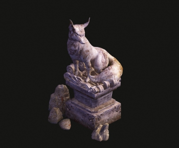 中式狐狸石像雕塑-ID:328931781