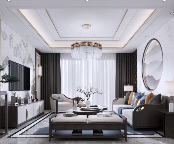 New Chinese Style A Living Room-ID:166711956