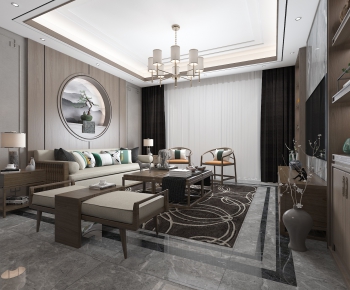 New Chinese Style A Living Room-ID:663252735