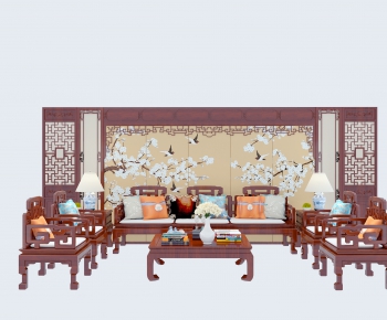 中式沙发茶几组合-ID:699270397