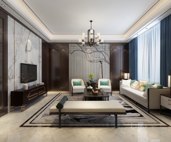New Chinese Style A Living Room-ID:683251474