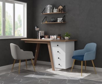 Nordic Style Computer Desk And Chair-ID:915954683