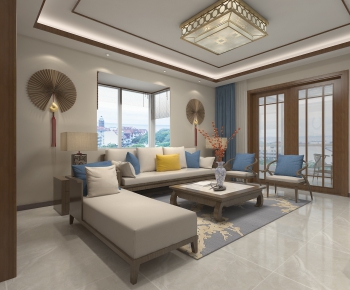 New Chinese Style A Living Room-ID:910176948