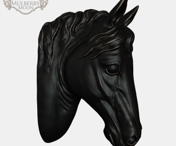 现代黑色马头雕刻墙饰-ID:145191858