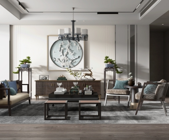 New Chinese Style A Living Room-ID:650225793