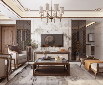 New Chinese Style A Living Room-ID:821507657