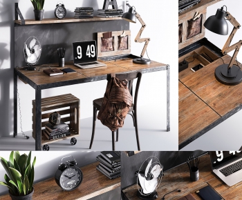 Industrial Style Computer Desk And Chair-ID:951844972