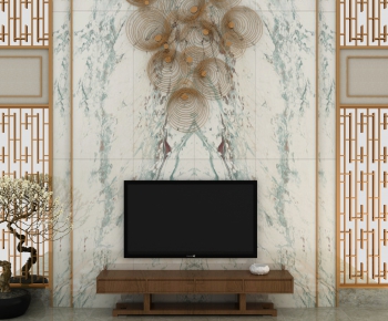New Chinese Style TV Wall-ID:983024324