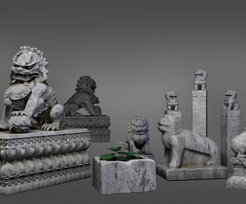 新中式石狮子雕塑摆件组合-ID:893308298