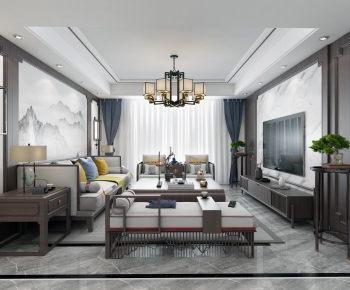 New Chinese Style A Living Room-ID:391551147