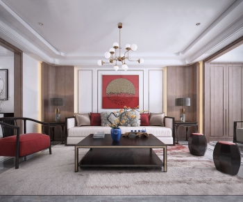 New Chinese Style A Living Room-ID:393199787