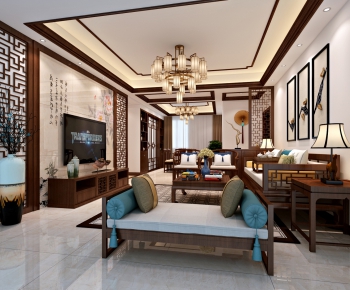 Chinese Style A Living Room-ID:886234945