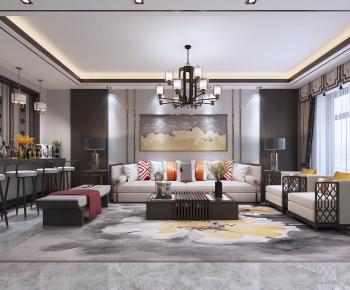 New Chinese Style A Living Room-ID:350353894
