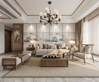 New Chinese Style A Living Room-ID:477542272