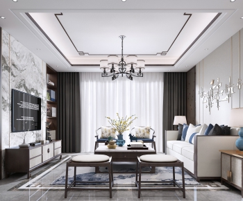 New Chinese Style A Living Room-ID:827607378