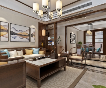 New Chinese Style A Living Room-ID:867673938