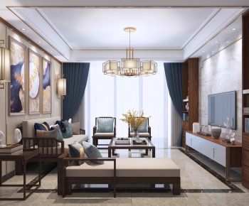 New Chinese Style A Living Room-ID:686051975