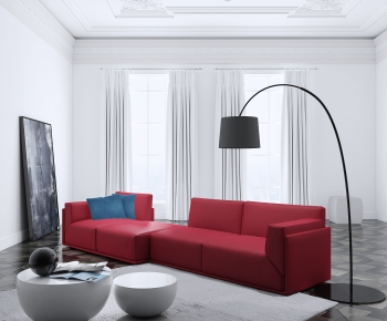 意大利Meridiani  现代红色沙发茶几落地灯组合-ID:266256495